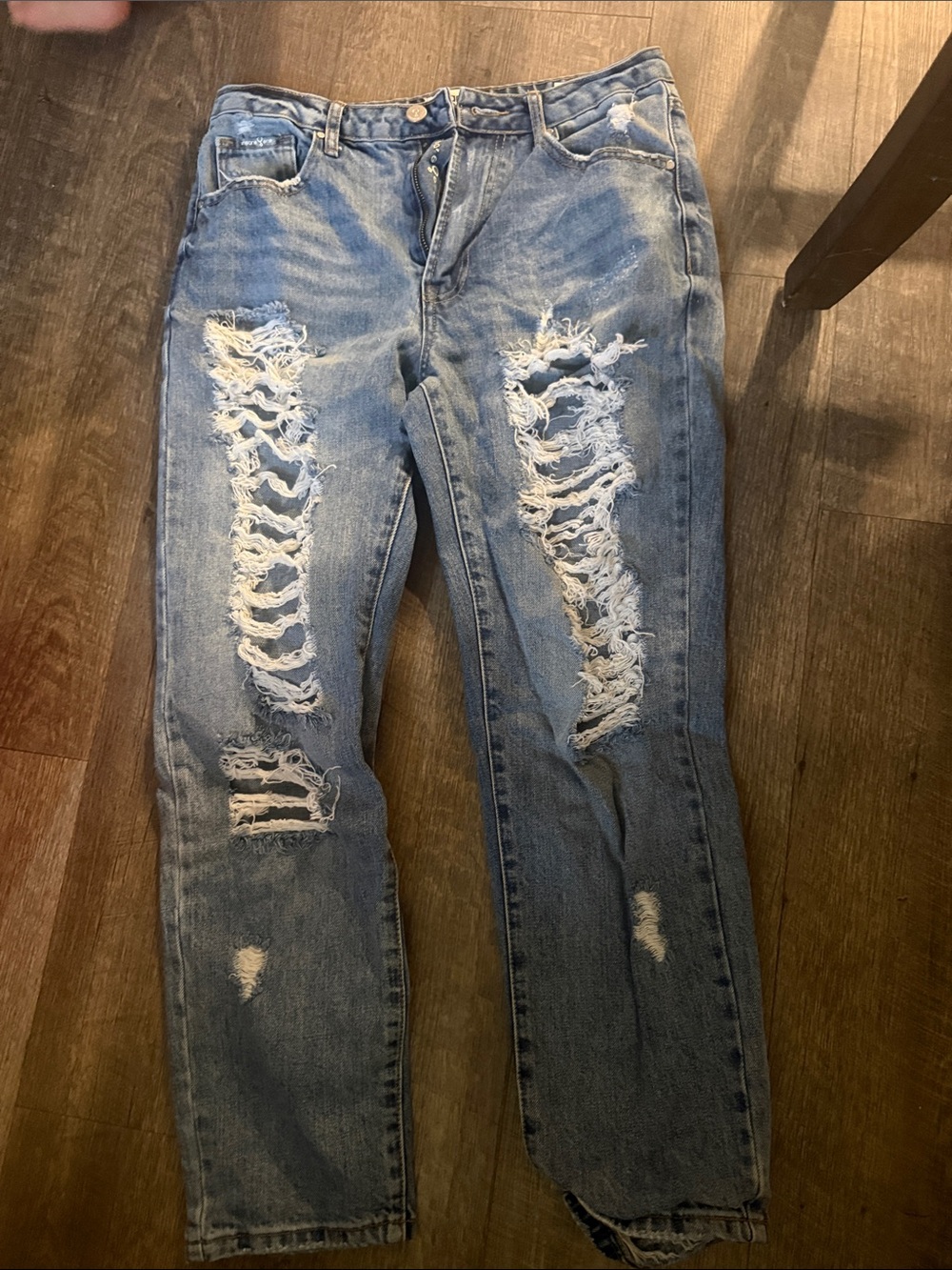 Distressed Blue Women's Ripped Jeans - Classic High-Rise Style